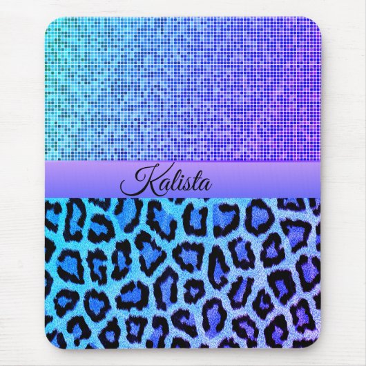 Tapis De Souris Leopard bleu et violet tendance (Devant)