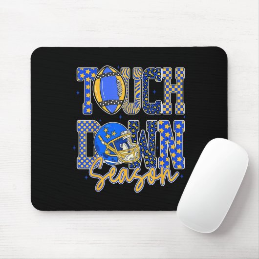 Tapis De Souris Leopard Blue Gold Checkered Football Touchdown Sea (Avec souris)