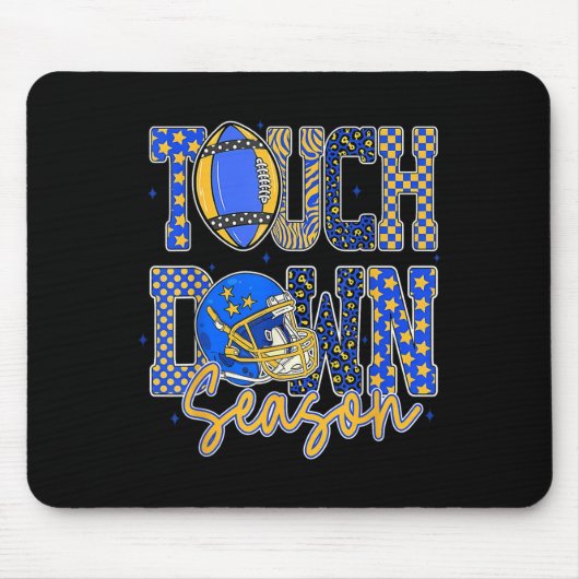 Tapis De Souris Leopard Blue Gold Checkered Football Touchdown Sea (Devant)