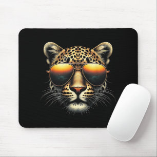 Tapis De Souris Léopard Cool portant des lunettes de soleil Léopar