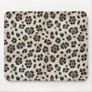 Tapis De Souris Léopard des neiges sauvage, aspect fourrure synthé