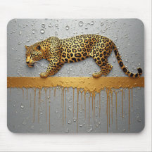 Léopard doré avec effet de peinture qui coule 🐆