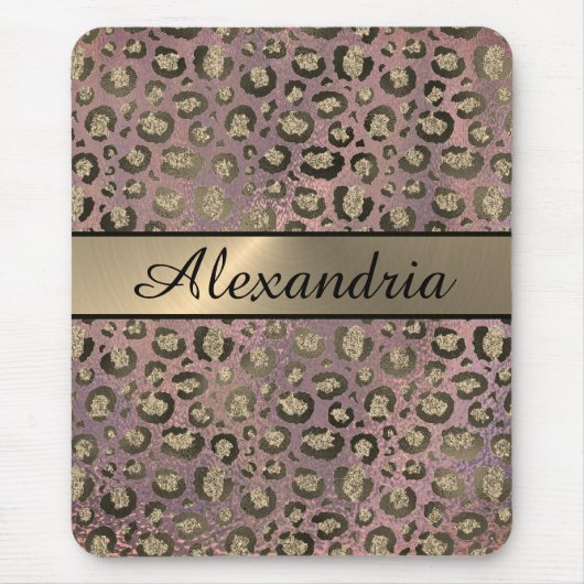 Tapis De Souris Léopard doré rose (Devant)