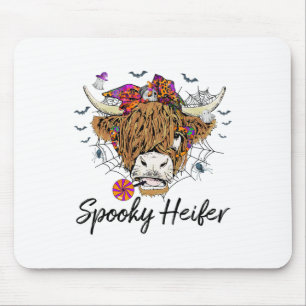 Tapis De Souris Leopard Halloween Vache Citrouille Éffrayant Heife