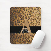 Tapis De Souris Leopard Monogramme Lettre initiale Un ordinateur (Avec souris)