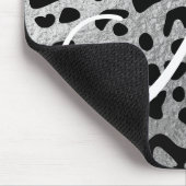 Tapis De Souris Léopard noir et monogramme à feuille d'argent faux (Coin)