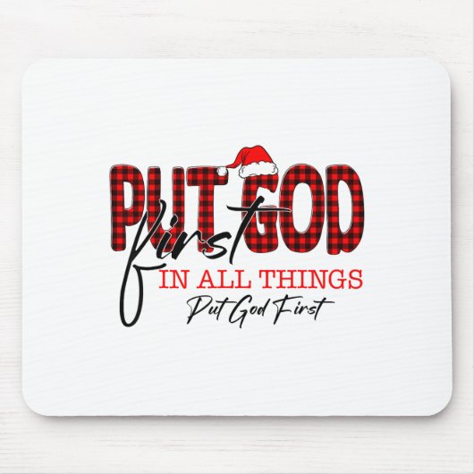 Tapis De Souris Leopard Put God First In All Things Santa Hat Xmas (Devant)