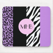 Tapis De Souris Léopard, Zèbre, Poster de animal, Violet, Monogram (Devant)
