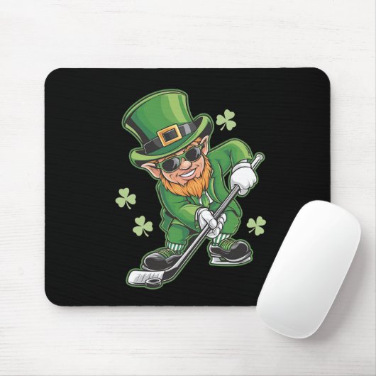 Tapis De Souris Leprechaun Jouer Hockey St Patrick's Day Irish (Avec souris)
