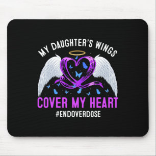 Tapis De Souris Les ailes de ma fille couvrent mon coeur Ruban vio