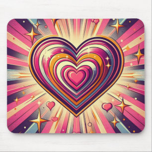 Tapis De Souris les années 70 coeur pop art/Valentines