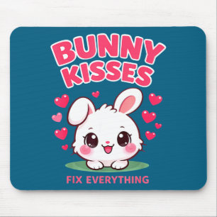 Tapis De Souris Les baisers de lapin fixent tout design de lapin m