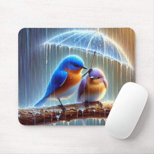 Tapis De Souris Les Bluebirds Sous Un Parapluie (Avec souris)