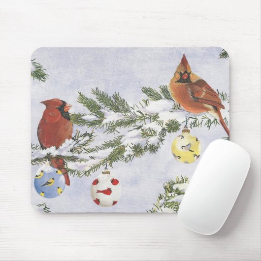 Tapis De Souris Les cardinaux masculins et féminins apprécient un (Avec souris)