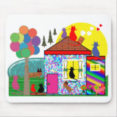 Tapis De Souris Les chats assurent le mousepad de maison (Devant)