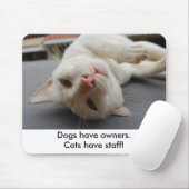 Tapis De Souris Les "chiens ont des propriétaires. Les chats ont (Avec souris)