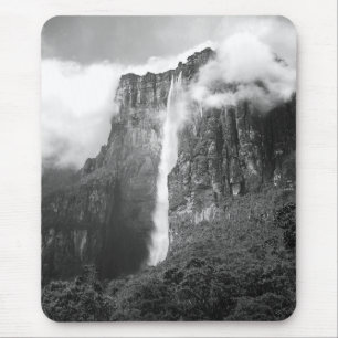 Tapis De Souris Les chutes de Salto Angel dans noir et le blanc