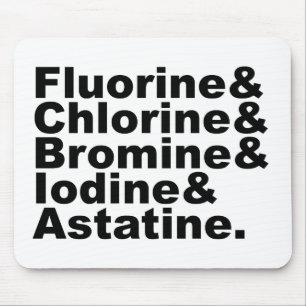 Tapis De Souris Les cinq halogènes de la chimie Chlore Bromine