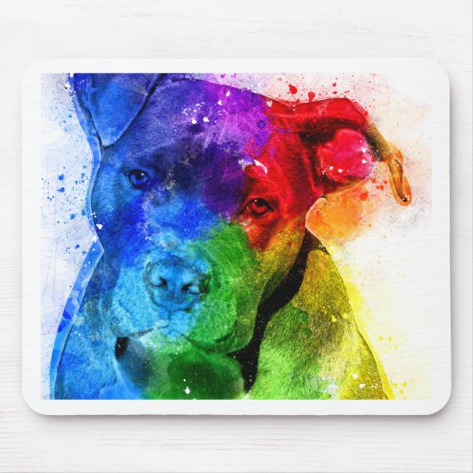 Tapis De Souris Les couleurs de l'amour sont un Pitbull (Devant)