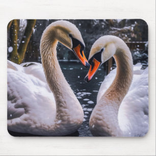 Tapis De Souris Les cygnes romantiques dans les merveilles hiverna