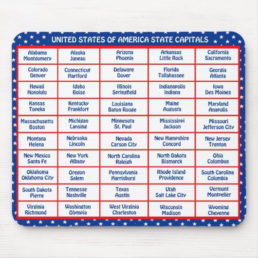 Tapis De Souris Les Etats-Unis - 50 états et capitales (Devant)