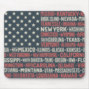 Tapis De Souris Les Etats-Unis d'Amérique  States et capitaux