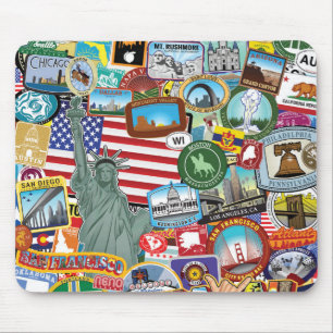 Tapis De Souris Les Etats-Unis voyagent motif d'autocollant