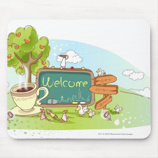 Tapis De Souris Les gens détendant par l'information signent avec (Devant)