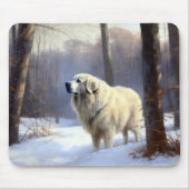 Tapis De Souris Les Grands Pyrénées Laissent Neige Noël (Devant)