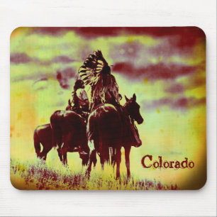Tapis De Souris Les guerriers Cheyenne Vintages du Colorado à chev