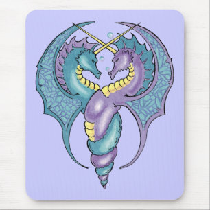 Tapis De Souris Les hippocampes mythiques enmêlés Mousepad