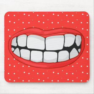 Tapis De Souris les lèvres rouges sourient avec de grandes dents