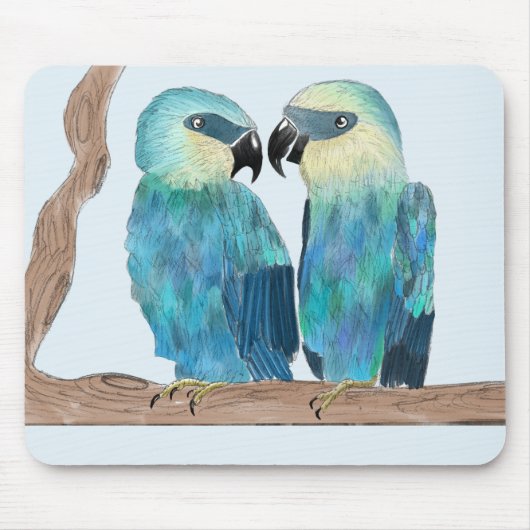 Tapis De Souris Les macaws de Spix sur un carnet de souris (Devant)