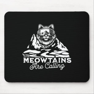 Tapis De Souris Les montagnes appellent les snowboards drôles chat