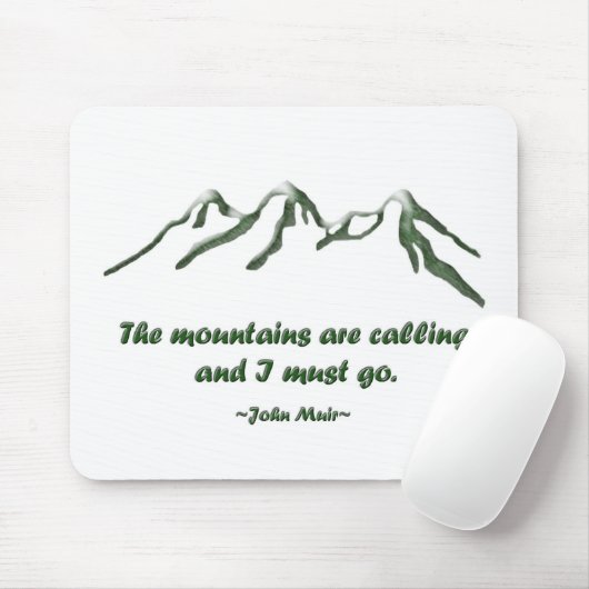 Tapis De Souris Les mtns inclinés par neige appellent… J Muir (Avec souris)