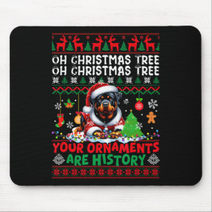 Tapis De Souris Les ornements d'arbre de Noël sont histoire Sweate