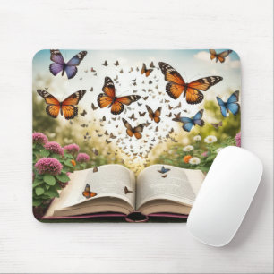 Tapis De Souris Les papillons explosent dans le livre ouvert