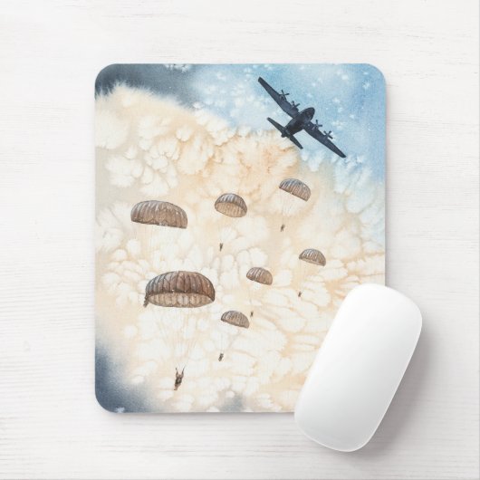 Tapis De Souris Les parachutistes aéroportés sautent (Avec souris)