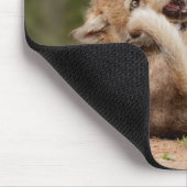 Tapis De Souris Les Pupes de loup gris se déchaînent (Coin)