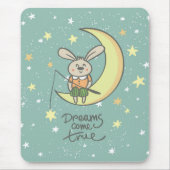 Tapis De Souris Les rêves deviennent réalité | Lapin sur la Lune (Devant)