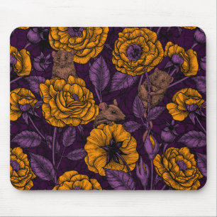 Tapis De Souris Les souris font la fête en orange et violet