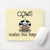 Tapis De Souris Les vaches me rendent heureux (Avec souris)