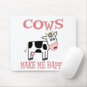 Tapis De Souris Les vaches me rendent heureux (Avec souris)