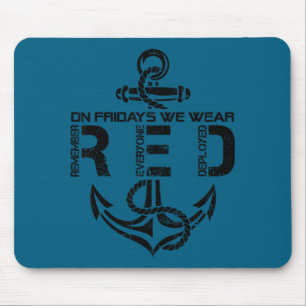 Tapis De Souris Les vendredis nous portons l'ancre de marin rouge