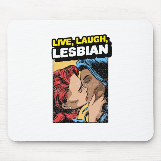 Tapis De Souris Lesbienne rire à vivre (Devant)