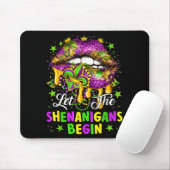 Tapis De Souris Let The Shenanigans Begin Mardi Gras Lips Girl Wom (Avec souris)