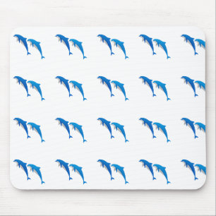 TAPIS DE SOURIS L'ÉTÉ, DES DOLPHINS GRIS ET BLEU FUNNY