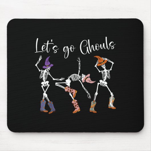 Tapis De Souris Let's Go Ghouls Dancing Skeleton Cowboy Western Ha (Devant)
