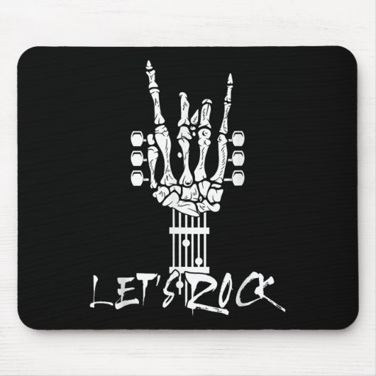 Tapis De Souris Lets Rock On Halloween Rock And Roll Skeleton Hand (Devant)