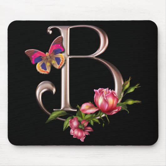 TAPIS DE SOURIS LETTRE B DE MONOGRAMME AVEC LES ROSES ET LE (Devant)